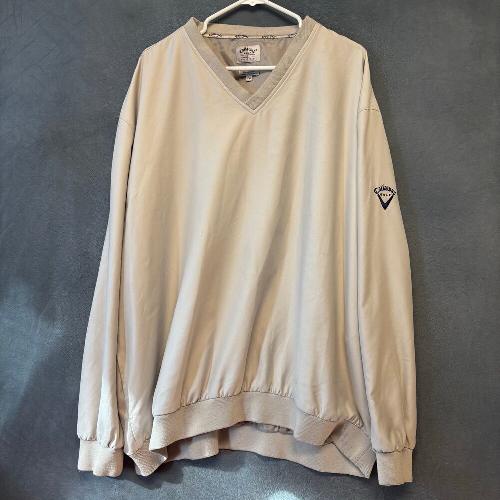 Callaway Golf XXL Beige Windbreaker Pullover Anorak Jacket Vintage Preppy 90's